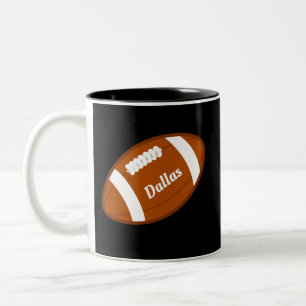 Tasse 2 Couleurs Ballon de football américain sur fond noir