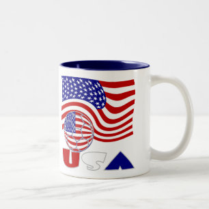 Tasse 2 Couleurs Ballon de football avec drapeau américain