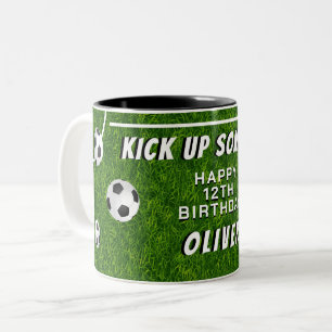 Tasse 2 Couleurs Ballon de Football Herbe Sports Anniversaire