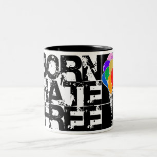 Tasse 2 Couleurs ballons d'arc-en-ciel. la haine née libèrent. no