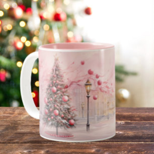 Tasse 2 Couleurs Balloons Whimsical Pink Christmas Tree