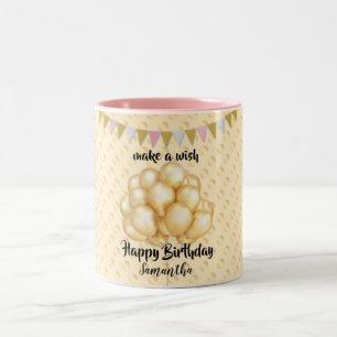 Tasse 2 Couleurs Balons et points dorés brillants, rendez-vous à