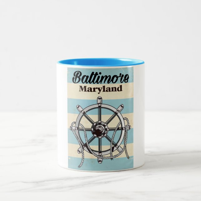 Tasse 2 Couleurs Baltimore Maryland poster de voyage nautique vinta (Centre)