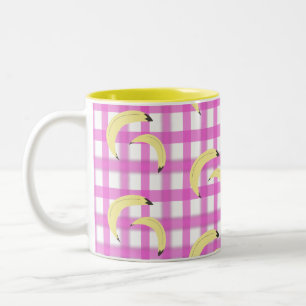 Tasse 2 Couleurs Bananes et Motif rose