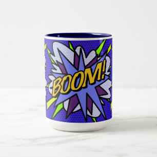 Tasse 2 Couleurs Bande dessinée BOOM Amusant Cool Moderne