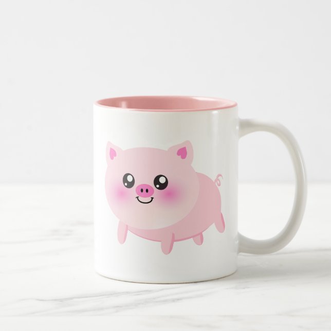 Tasse 2 Couleurs Bande dessinée mignonne de porc (Droit)
