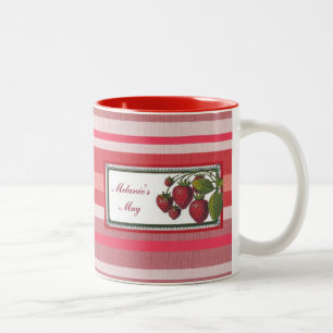 Tasse 2 Couleurs Bande rouge fraise personnalisée
