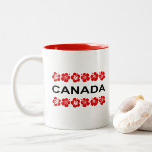 Tasse 2 Couleurs Bandes d'Aloha à fleurs rouges du Canada