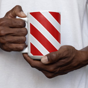 Tasse 2 Couleurs Bandes diagonales blanches rouges