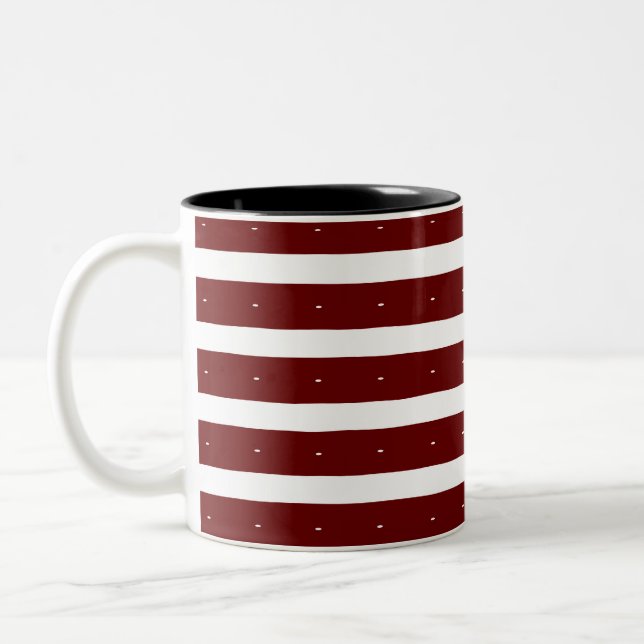 Tasse 2 Couleurs Bandes profondes rouges et blanches (Gauche)