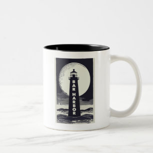 Tasse 2 Couleurs Bar Harbour Maine Lighthouse Moon