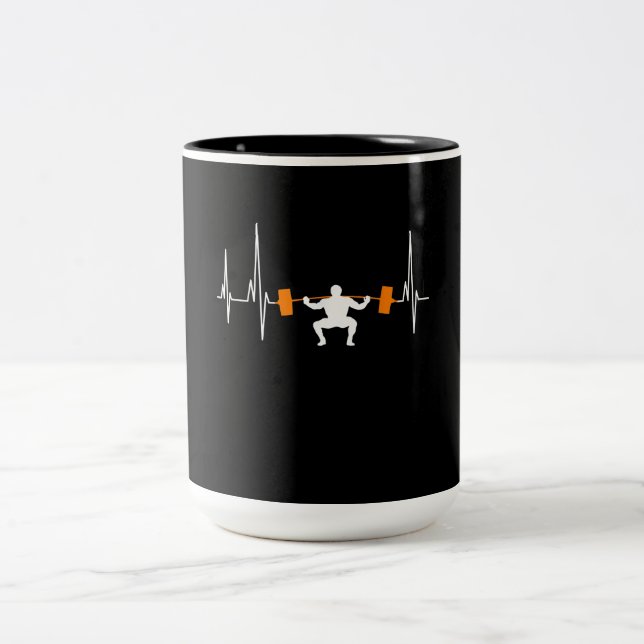 Tasse 2 Couleurs Barbell Weighting Heartbeat Cool de construction d (Centre)
