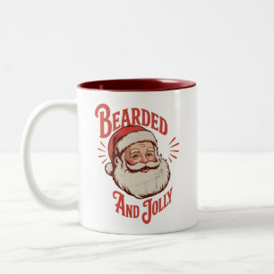 Tasse 2 Couleurs Barbu et Jovial Barbe de Noël Drôle Rétro