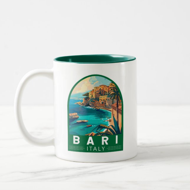 Tasse 2 Couleurs Bari Italie Travel Art Vintage (Gauche)