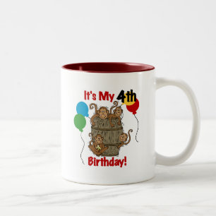 Tasse 2 Couleurs Baril des singes 4e anniversaire