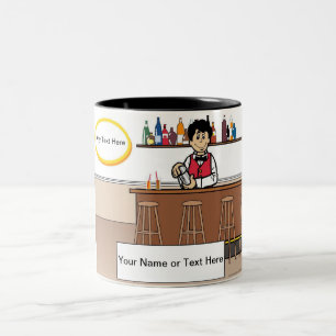 Tasse 2 Couleurs Barman personnalisé - Dessin masculin