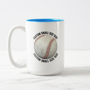 Tasse 2 Couleurs Baseball & Petit Texte BLEU CLAIR 15oz Personnalis