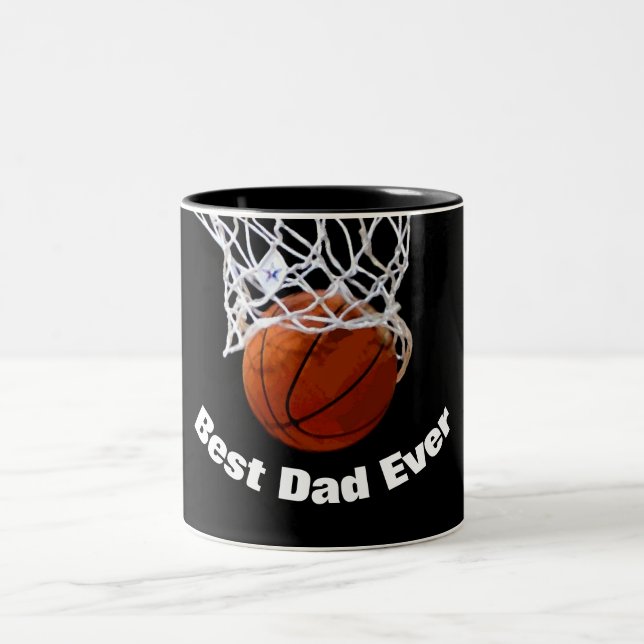 Tasse 2 Couleurs Basket meilleur papa jamais personnalisé (Centre)