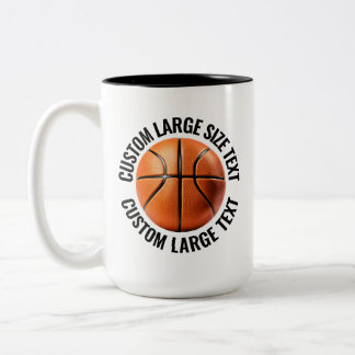 Tasse 2 Couleurs Basketball & Grand Texte NOIR 425g Personnalisé