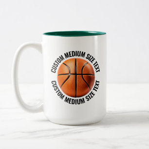 Tasse 2 Couleurs Basketball & Texte Moyen VERT CHASSEUR 425g Person