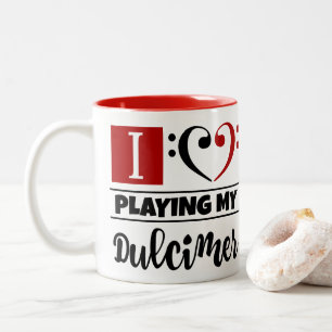 Tasse 2 Couleurs Bass Clef Coeur J'Aime Jouer Mon Dulcimer