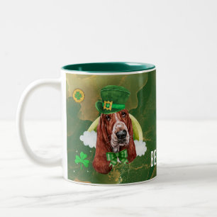 Tasse 2 Couleurs Basset Hound Personnalisé Or St. Patrick's Day