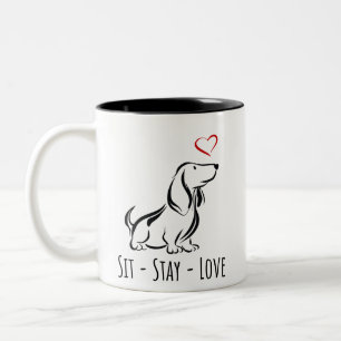 Tasse 2 Couleurs Basset Hound Sit-Stay-Love