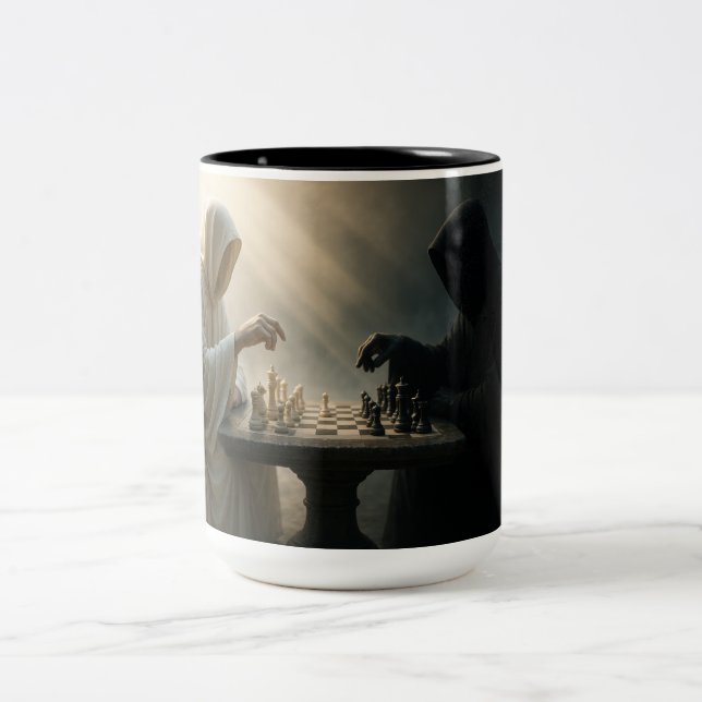 Tasse 2 Couleurs Bataille d'échecs intemporelle (Centre)