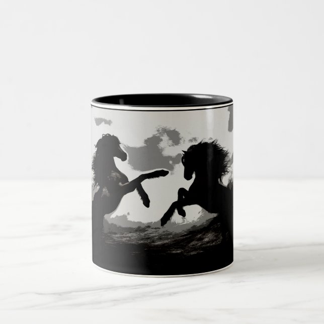 Tasse 2 Couleurs Bataille des Chevaux - Art Equin (Centre)