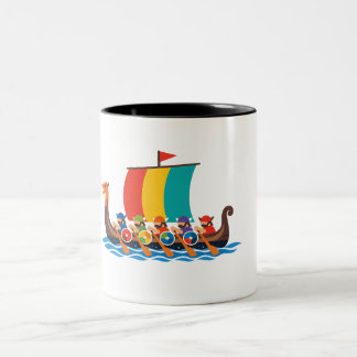 Tasse 2 Couleurs Bateau long viking coloré minimaliste naviguant su