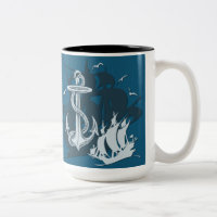 Bateau pirate & Ancre Silhouette blanche