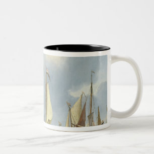 Tasse 2 Couleurs Bateaux dans l'eau calme avec des figures du
