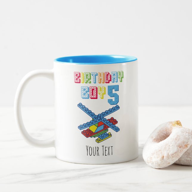 Tasse 2 Couleurs Bâtiments de 5e anniversaire Blocs personnalisés A (Avec donut)