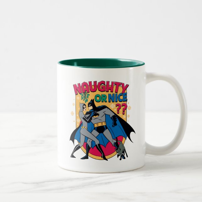Tasse 2 Couleurs Batman | Catwoman Under Mistletoe Naughty Or Nice (Droit)