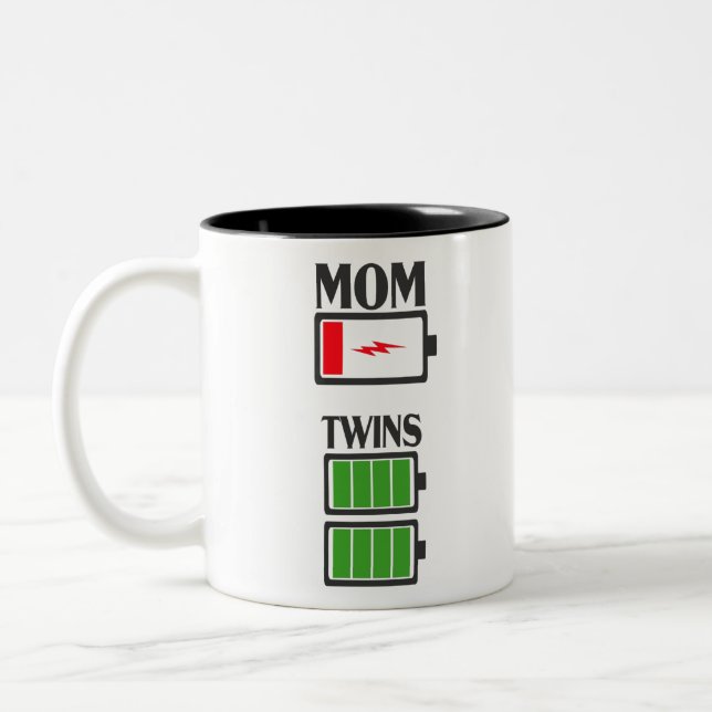 Tasse 2 Couleurs Batterie Faible Fatigué Maman De Twins Grossesse C (Gauche)