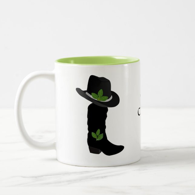 Tasse 2 Couleurs Bay Leaf, Cowgirl Black Casquette & Boot (Gauche)