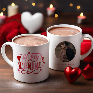 Tasse 2 Couleurs "Be My Valentine" Photo personnalisée et message