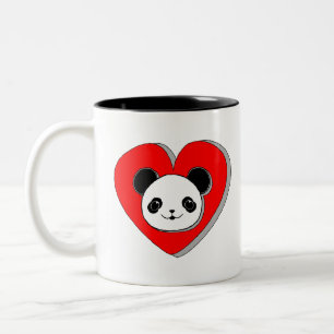 Tasse 2 Couleurs Bear Panda Et Dessin De Coeur Rouge