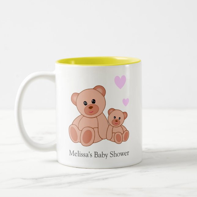 Tasse 2 Couleurs Bears & Hearts mignons sur le Baby shower blanc (Gauche)