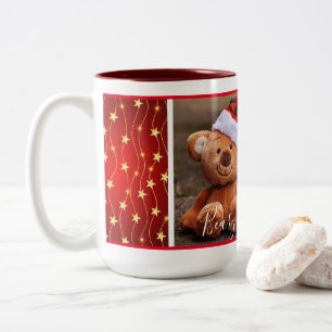 Tasse 2 Couleurs Beary Christmas (étoiles rouges et pendantes)