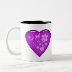 Tasse 2 Couleurs Beau Coeur floral de verre