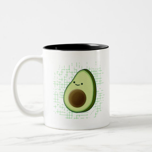 Tasse 2 Couleurs Beau Dessin Avocado Sur Un Arrière - plan Distress (Gauche)