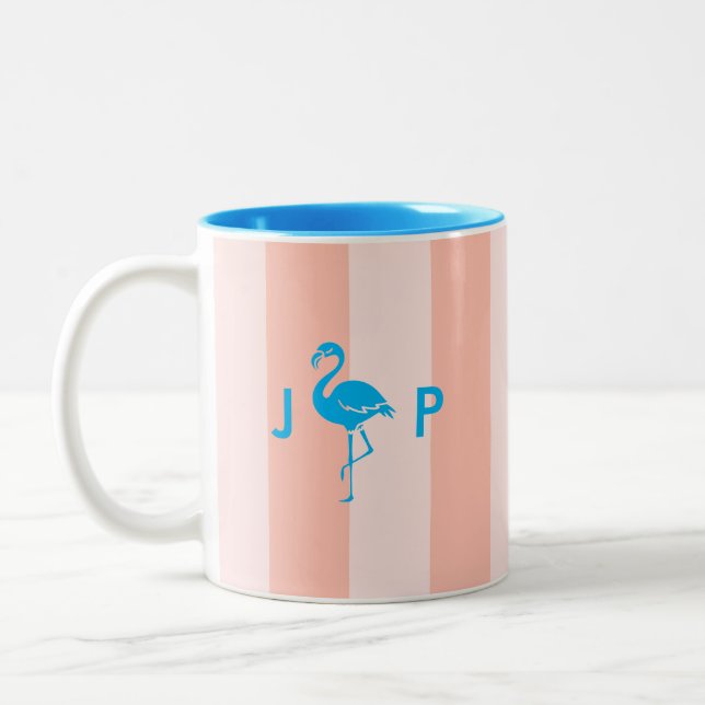 Tasse 2 Couleurs Beau Flamant rose | Initiales monogrammes minimali (Gauche)