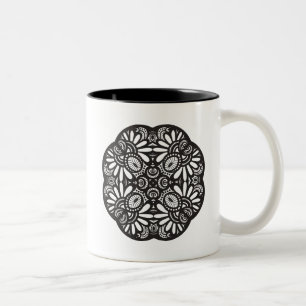 Tasse 2 Couleurs Beau griffonnage de carré noir de Deco