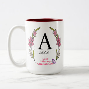 Tasse 2 Couleurs Beau Monogramme Personnalisé Nom Initial
