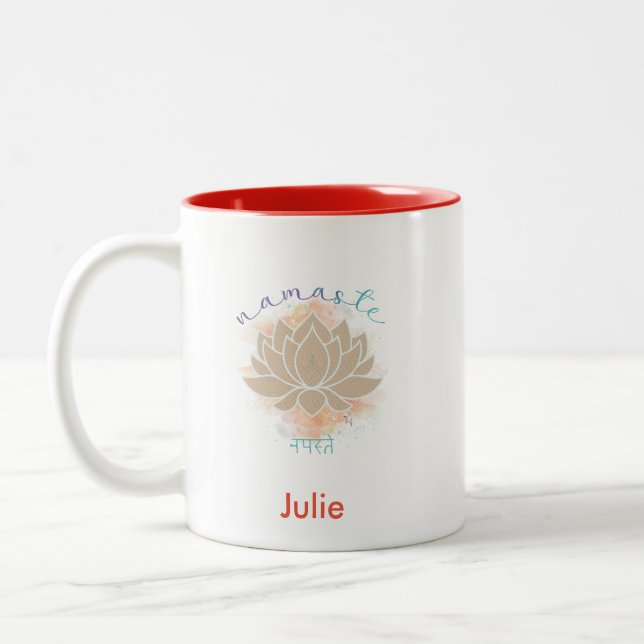 Tasse 2 Couleurs Beau mot namaste et Lotus Design (Gauche)