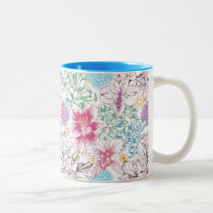 Tasse 2 Couleurs Beau motif avec les fleurs colorées