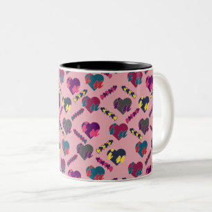 Tasse 2 Couleurs Beau Motif de Coeurs