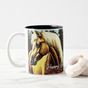 Tasse 2 Couleurs Beau Palomino Horse Anniversaire