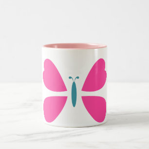 Tasse 2 Couleurs Beau papillon rose volant